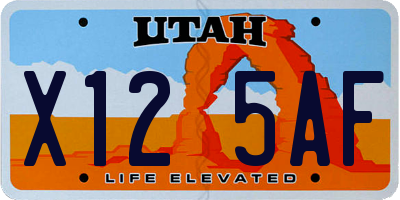 UT license plate X125AF