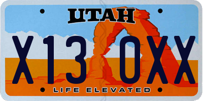 UT license plate X130XX
