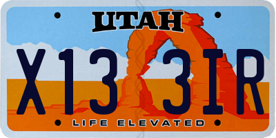 UT license plate X133IR