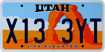 UT license plate X133YT