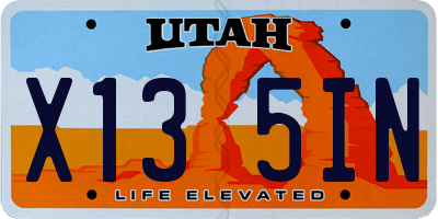 UT license plate X135IN