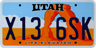 UT license plate X136SK