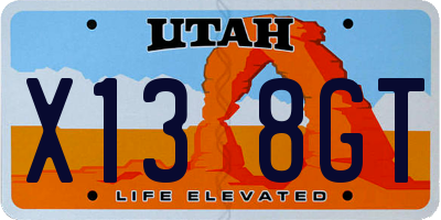 UT license plate X138GT