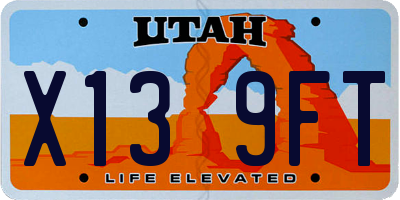 UT license plate X139FT