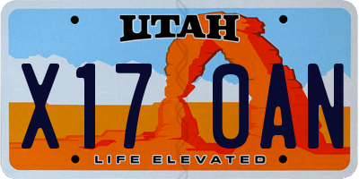 UT license plate X170AN