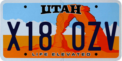 UT license plate X180ZV