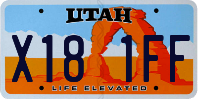 UT license plate X181FF