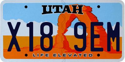 UT license plate X189EM