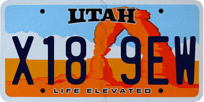 UT license plate X189EW
