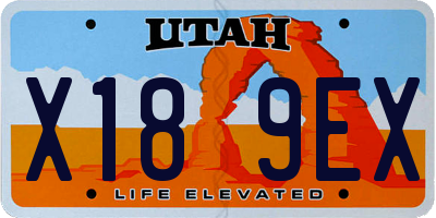 UT license plate X189EX