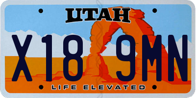 UT license plate X189MN