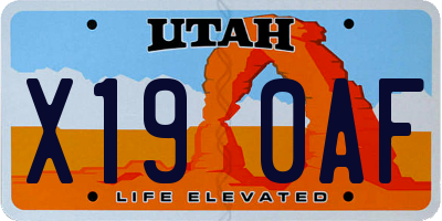 UT license plate X190AF