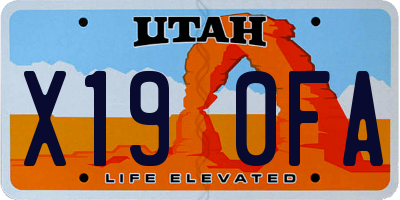 UT license plate X190FA