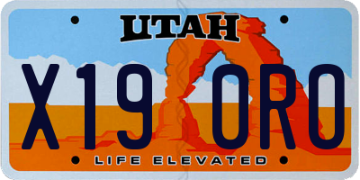 UT license plate X190RO