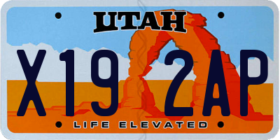 UT license plate X192AP