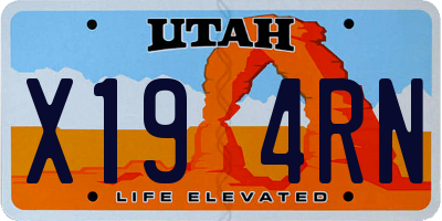 UT license plate X194RN