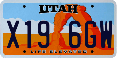 UT license plate X196GW