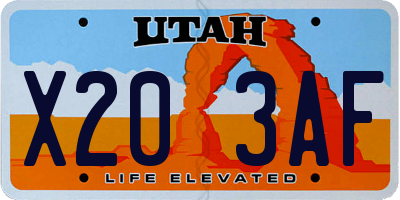 UT license plate X203AF