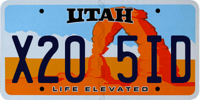 UT license plate X205ID