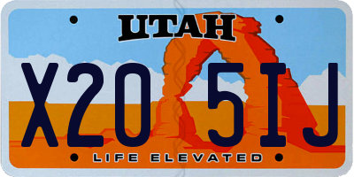 UT license plate X205IJ