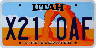 UT license plate X210AF