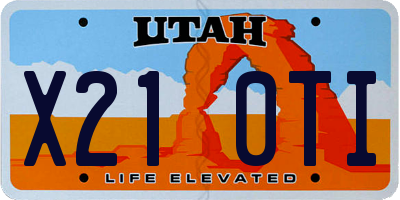 UT license plate X210TI