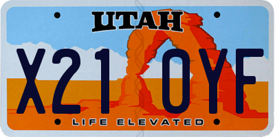 UT license plate X210YF