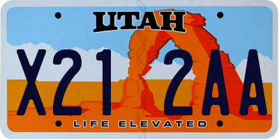 UT license plate X212AA