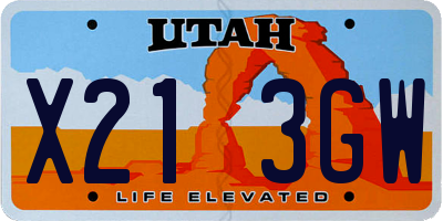 UT license plate X213GW