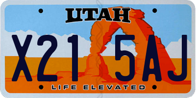 UT license plate X215AJ