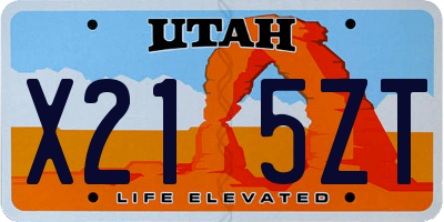 UT license plate X215ZT