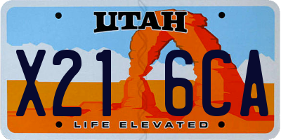 UT license plate X216CA