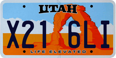 UT license plate X216LI