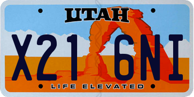 UT license plate X216NI
