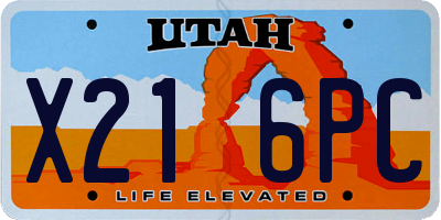 UT license plate X216PC