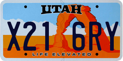 UT license plate X216RY