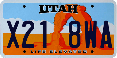 UT license plate X218WA