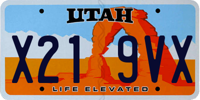 UT license plate X219VX