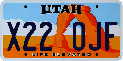 UT license plate X220JF