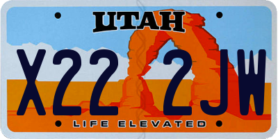 UT license plate X222JW