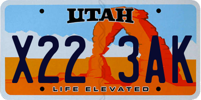 UT license plate X223AK