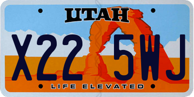 UT license plate X225WJ