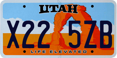 UT license plate X225ZB