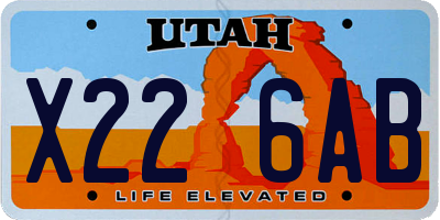UT license plate X226AB