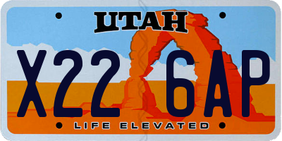 UT license plate X226AP