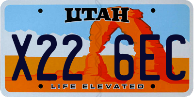 UT license plate X226EC