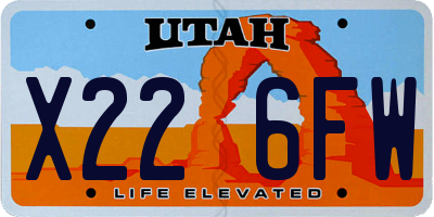 UT license plate X226FW