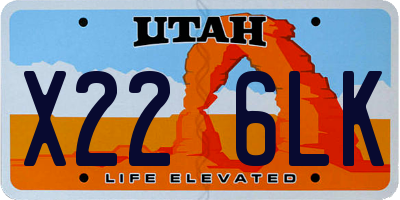 UT license plate X226LK