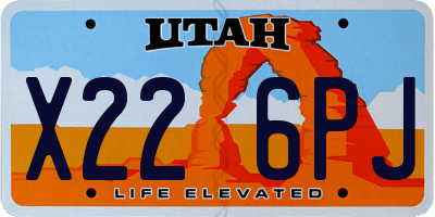 UT license plate X226PJ