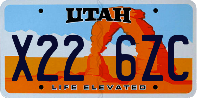 UT license plate X226ZC
